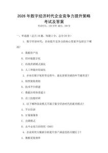 2026年數字經濟時代企業競爭力提升策略考試及答案