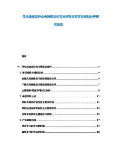 風電場建設行業(yè)市場現(xiàn)狀供需分析及投資評估規(guī)劃分析研究報告