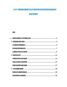 2025保險經(jīng)紀服務(wù)行業(yè)市場供需分析及投資評估規(guī)劃分析研究報告