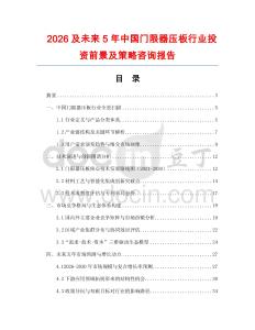 2026及未來5年中國門限器壓板行業(yè)投資前景及策略咨詢報(bào)告