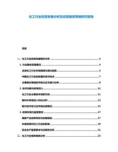 化工行業(yè)投資發(fā)展分析及投資融資策略研究報(bào)告