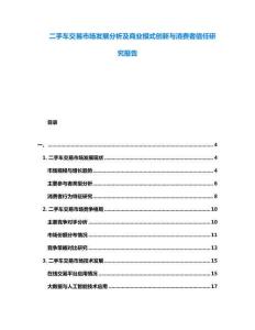 二手車交易市場(chǎng)發(fā)展分析及商業(yè)模式創(chuàng)新與消費(fèi)者信任研究報(bào)告