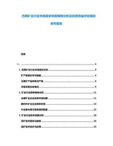 巴西礦業(yè)行業(yè)市場(chǎng)現(xiàn)狀供需格局分析及投資效益評(píng)估規(guī)劃研究報(bào)告