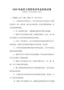 2025年造價工程師考試專業(yè)實務(wù)試卷
