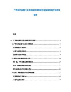 廣西有色金屬行業(yè)市場現(xiàn)狀供需解析及投資規(guī)劃評估研究報告