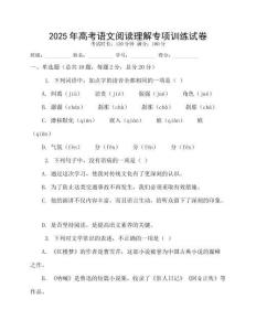 2025年高考語(yǔ)文閱讀理解專項(xiàng)訓(xùn)練試卷