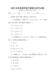 2025年高考數學復習策略與技巧試題