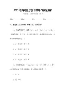 2025年高考數學復習策略與真題解析