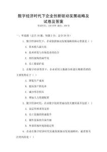 數(shù)字經(jīng)濟(jì)時(shí)代下企業(yè)創(chuàng)新驅(qū)動(dòng)發(fā)展戰(zhàn)略及試卷及答案