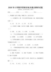 2026年小学数学思维训练关键点解析试题