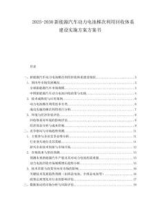 2025-2030新能源汽車動力電池梯次利用回收體系建設(shè)實施方案方案書