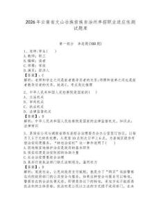 2026年云南省文山壯族苗族自治州單招職業(yè)適應(yīng)性測試題庫及完整答案一套