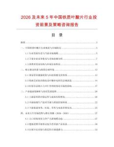 2026及未來5年中國鐵質葉酸片行業投資前景及策略咨詢報告
