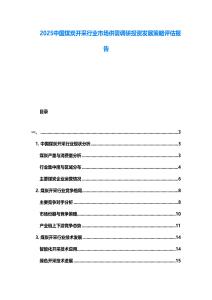 2025中國煤炭開采行業(yè)市場供需調(diào)研投資發(fā)展策略評估報告