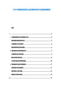 2025中國煤炭能源行業(yè)應(yīng)用現(xiàn)狀研究與發(fā)展戰(zhàn)略報告