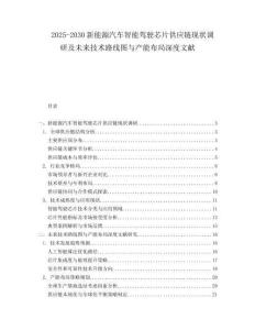 2025-2030新能源汽車智能駕駛芯片供應(yīng)鏈現(xiàn)狀調(diào)研及未來技術(shù)路線圖與產(chǎn)能布局深度文獻