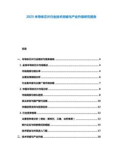 2025半導(dǎo)體芯片行業(yè)技術(shù)突破與產(chǎn)業(yè)升級(jí)研究報(bào)告