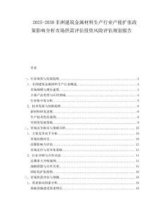 2025-2030非洲建筑金屬材料生產行業產能擴張政策影響分析市場供需評估投資風險評估規劃報告