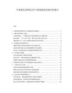 中國基金會國際合作與跨境慈善實踐分析報告