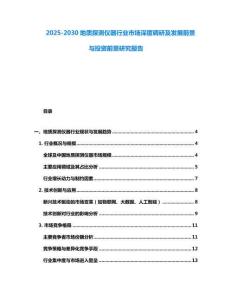 2025-2030地質探測儀器行業市場深度調研及發展前景與投資前景研究報告