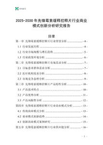2025-2030年先鋒霉素緩釋控釋片行業商業模式創新分析研究報告