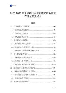 2025-2030年清除器行業(yè)盈利模式創(chuàng)新與變革分析研究報告
