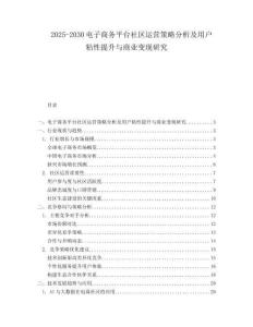 2025-2030電子商務(wù)平臺社區(qū)運(yùn)營策略分析及用戶粘性提升與商業(yè)變現(xiàn)研究