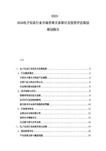 2025-2030電子信息行業(yè)市場供奉關系探討及投資評估規(guī)劃規(guī)劃報告