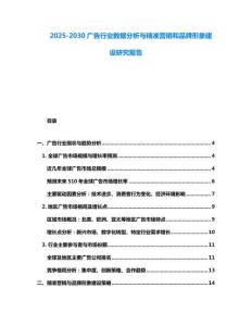 2025-2030廣告行業數據分析與精準營銷和品牌形象建設研究報告