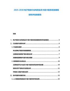 2025-2030電子競技行業(yè)電競會員卡套卡套系統(tǒng)發(fā)展規(guī)劃和評估的報告