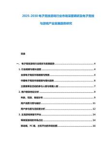 2025-2030電子競技游戲行業(yè)市場深度調(diào)研及電子競技與游戲產(chǎn)業(yè)發(fā)展趨勢(shì)研究