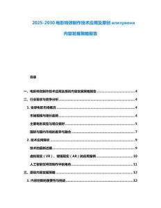 2025-2030电影特效制作技术应用及原创ализувони内容发展策略报告