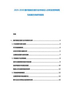 2025-2030國(guó)內(nèi)智能交通行業(yè)市場(chǎng)深入分析及競(jìng)爭(zhēng)格局與發(fā)展方向研究報(bào)告