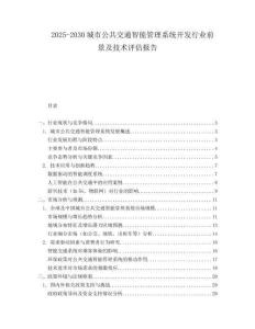 2025-2030城市公共交通智能管理系統(tǒng)開發(fā)行業(yè)前景及技術(shù)評(píng)估報(bào)告