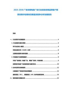2025-2030廣告傳媒電視廣告行業投放效果品牌客戶預算效果評估媒體效果監測競爭分析發展報告