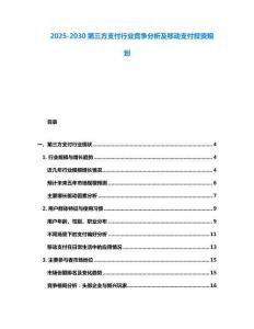2025-2030第三方支付行业竞争分析及移动支付投资规划