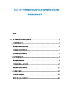 2025-2030電力輸配電行業市場現狀供需分析投資評估前景規劃研究報告