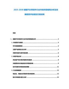 2025-2030德國汽車零部件行業市場供需格局分析及發展前景評估規劃方案說明