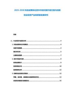 2025-2030科技成果轉化資本市場對接升級方案與創新創業投資產業高質量發展研究