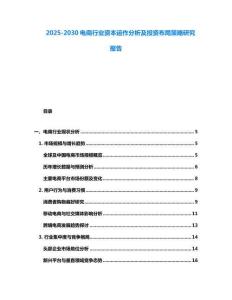 2025-2030電商行業資本運作分析及投資布局策略研究報告