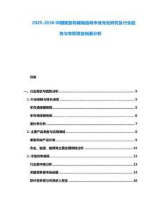 2025-2030中國重型機械制造商市場充足研究及行業趨勢與專項資金拓展分析
