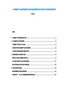 大健康產業發展現狀分析及政策紅利與資本市場對接研究報告