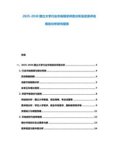 2025-2030國立大學行業市場現狀供需分析及投資評估規劃分析研究報告