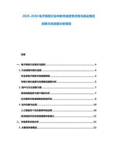 2025-2030電子商務行業中的市場競爭態勢與商業模式創新方向深度分析報告