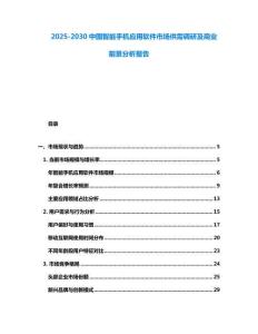 2025-2030中國智能手機應用軟件市場供需調研及商業前景分析報告