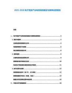 2025-2030電子競(jìng)技產(chǎn)業(yè)電競(jìng)場(chǎng)館建設(shè)與賽事運(yùn)營(yíng)規(guī)劃