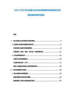 2025-2030電力設(shè)備行業(yè)市場(chǎng)深度調(diào)研及發(fā)展趨勢(shì)與投資前景預(yù)測(cè)研究報(bào)告