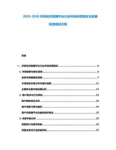 2025-2030共享經濟直播平臺行業市場供需現狀與發展投資規劃方案