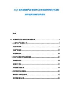 2025亞洲連接的汽車零部件行業市場現狀供需分析及投資評估規劃分析研究報告
