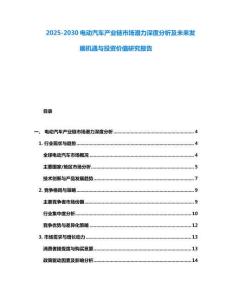 2025-2030電動汽車產業鏈市場潛力深度分析及未來發展機遇與投資價值研究報告